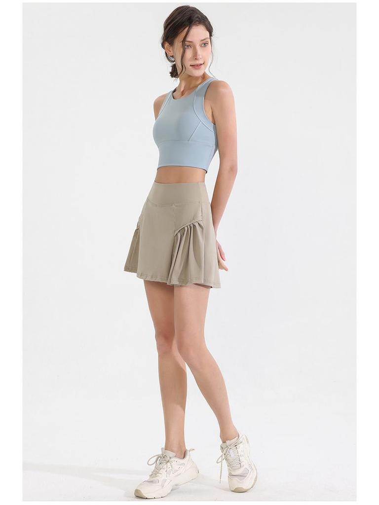 Women's Summer Two-Piece Sports Skort: Breathable, High-Waist Tennis Skirt with Anti-Exposure Yoga Shorts for Running and Training