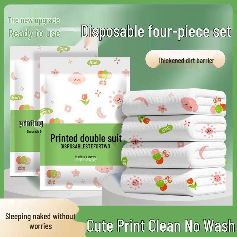 Portable Disposable Double Bedding Set - Bed Sheets & Duvet Cover