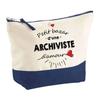 Trousse de maquillage - PLANETEE - Pochette fond bleu «Bazar d'une Archiviste d'Amour» - Grand format - Coton - Impression HD