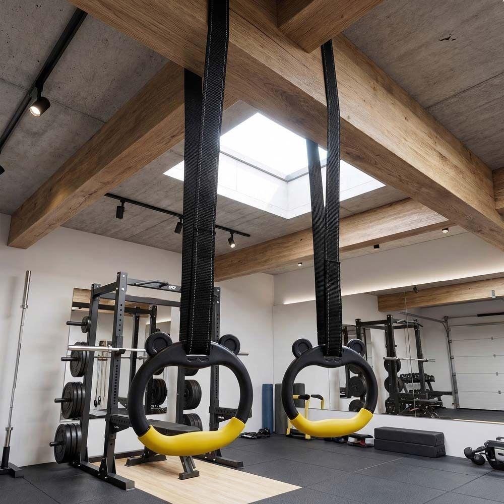 With Straps Gymnastic Rings Non-Slip Fitness Exercise Ring Pull Up Bar  Gymnastics Equipment