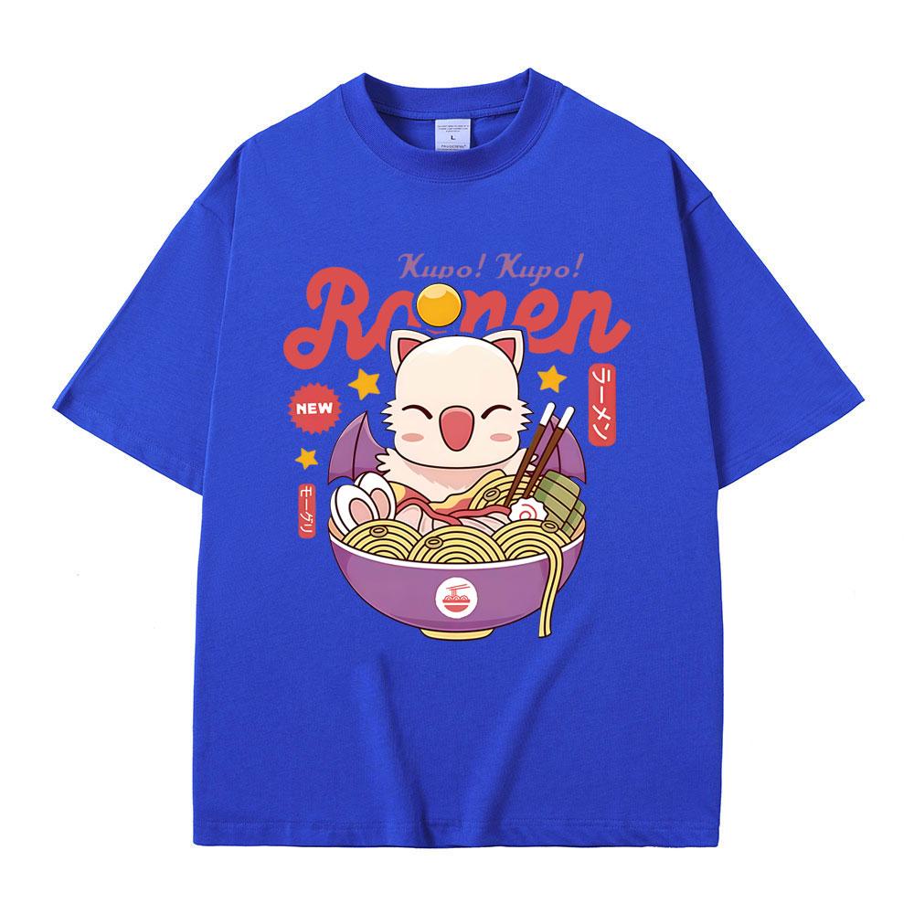 Game FINAL FANTASY XIV Merch Tshirt Funny Moogle Kupo Ramen Graphic Tshirts Men Women Casual Oversized Vintage Cotton Tshirts