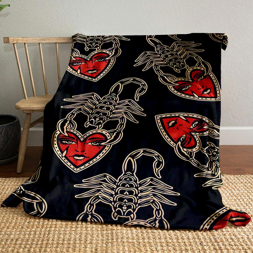 

Scorpion Heart Face Print Blanket bedroom Blanket for Livingroom Couch lunch break Soft throw for Friend s festival Gift 80cm x 120cm