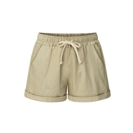 Plus Size Casual Women Summer Solid Color Drawstring Shorts Loose Hot Pants