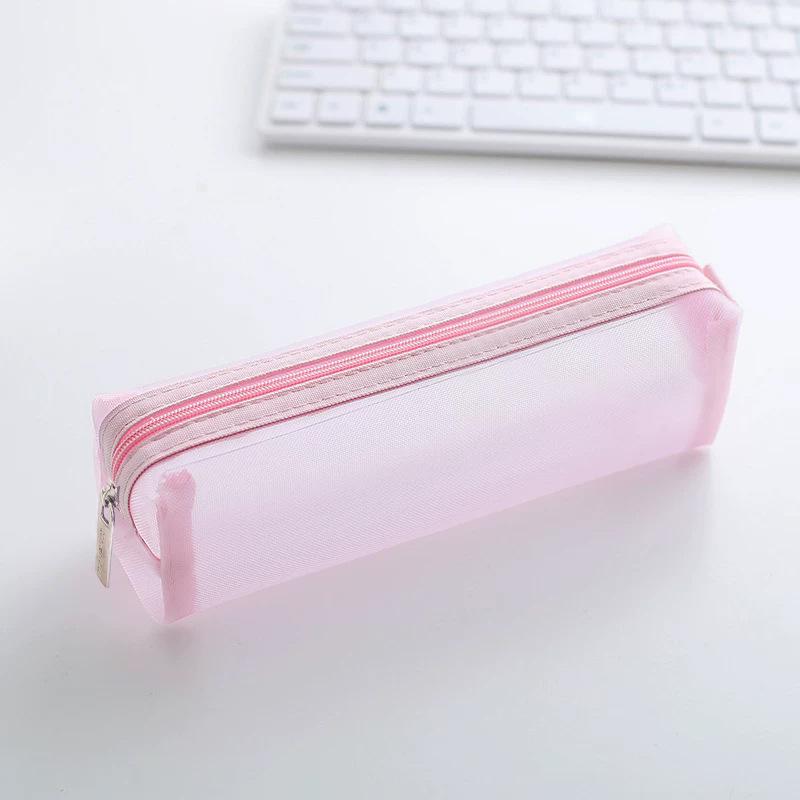 Große transparente Netz-Federtasche für Schüler - Einfache Schreibwarentasche für Jungen und Mädchen
