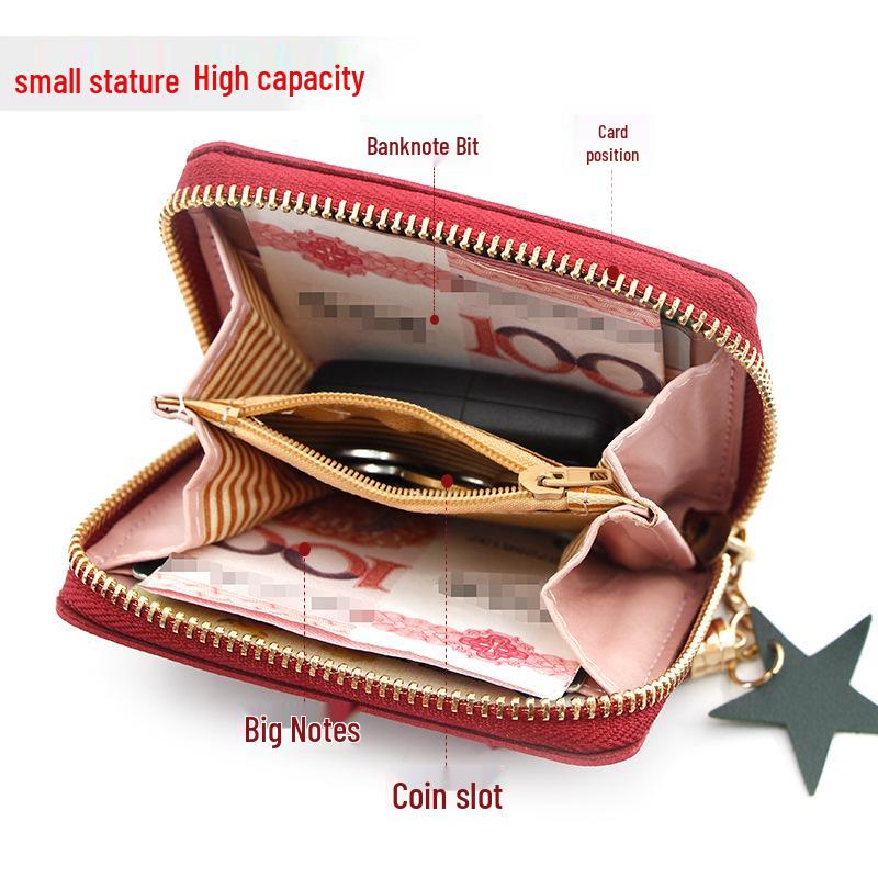 Ladies' Fashion Tassel Zipper Short Wallet & Card Holder with Multi-Card Slots and Coin Purse