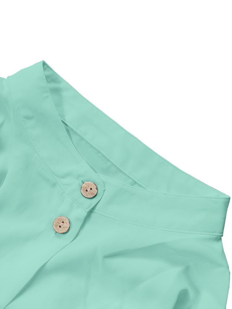 Cotton & Linen Row Button Plus Size Women's Mid-Length Short-Sleeve Loose Shirt