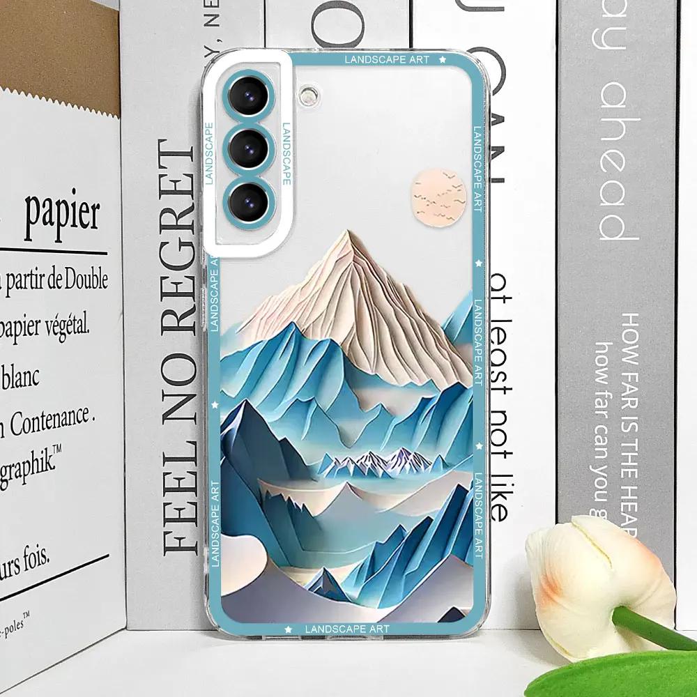 Shockproof Phone Case for Samsung Galaxy S21FE S22 Plus S23 S24 S25 Ultra Soft Cover Printing Landscape Creative Mountains Shell