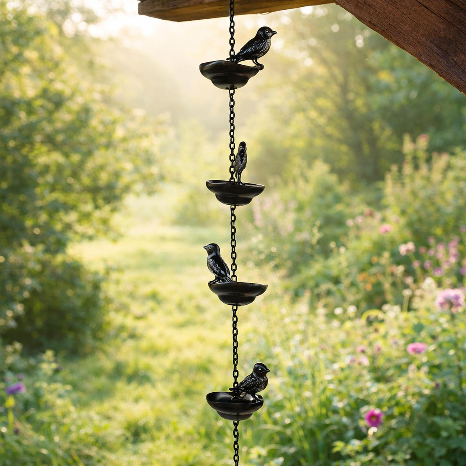 

Bird for Outdoor Gutters, Metal Garden , Replacement Downspout Chain 4 Birds