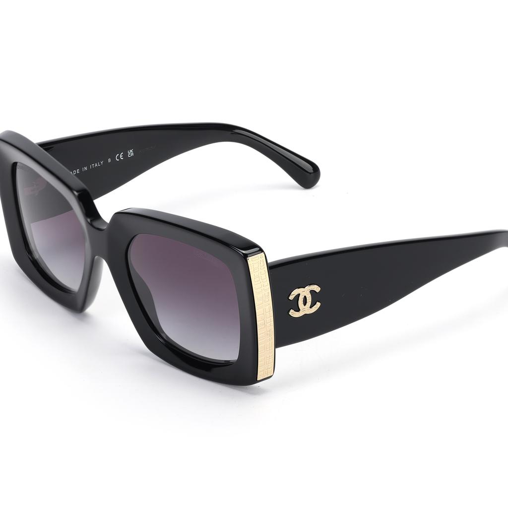 Chanel Quadratische Sonnenbrille Mit Logo-Muster Unisex-Sonnenbrille Schwarz Gold CH5435-C622/S6