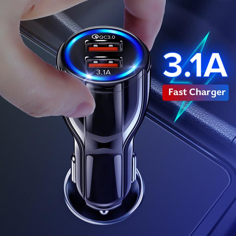 

18W 3.1A Автомобиль Зарядное двойное USB Быстрая зарядка КК Телефон Зарядное устройство Адаптер для iPhone 11 Pro Макс 6 7 8 Плюс Xiaomi Redmi Huawei