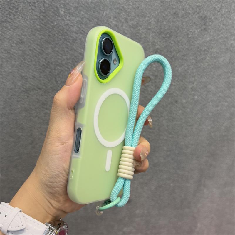 Luxury 3 IN 1 For Magsafe Lanyard Case for iPhone 16 15 14 Plus 13 12 Pro Max Wireless Charge Magnetic Clear Matte Soft Cover