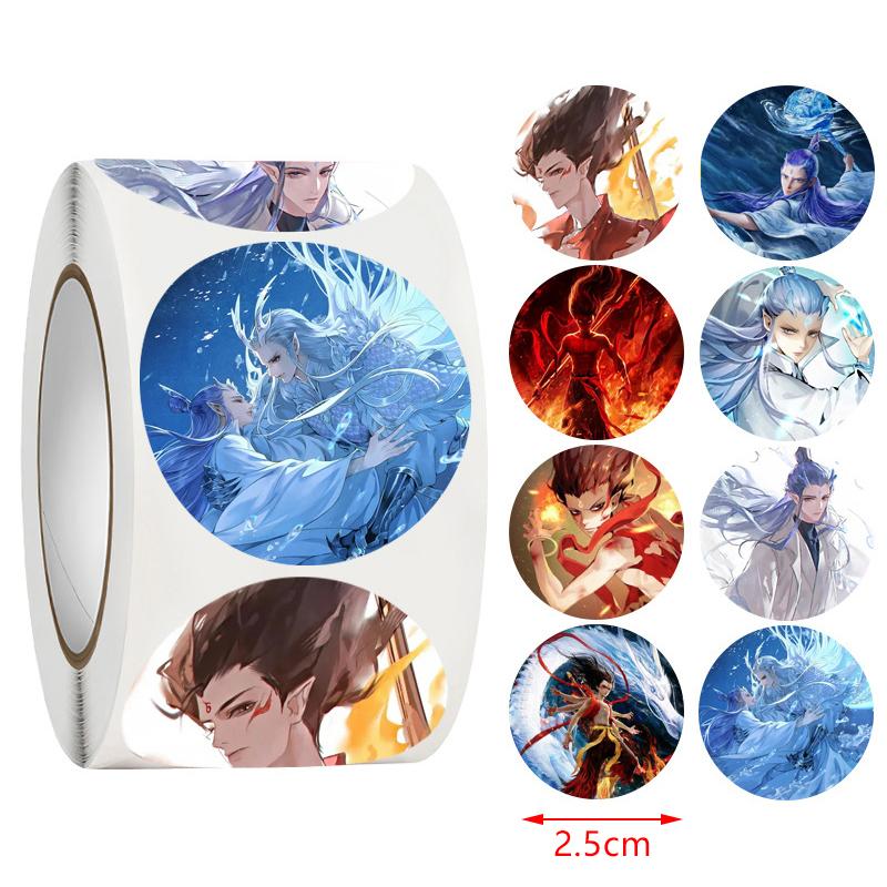 500Pcs Anime Movie Nezha Stickers Diy Scrapbook Phone Reward Seal Label Wall Sticker Kid Toy
