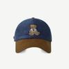 Cute Autumn and Winter Corduroy Bear Embroidered Baseball Cap for Women  Color Blocked Retro Baseball Cap for Men  Big Head Circumference for Slimming