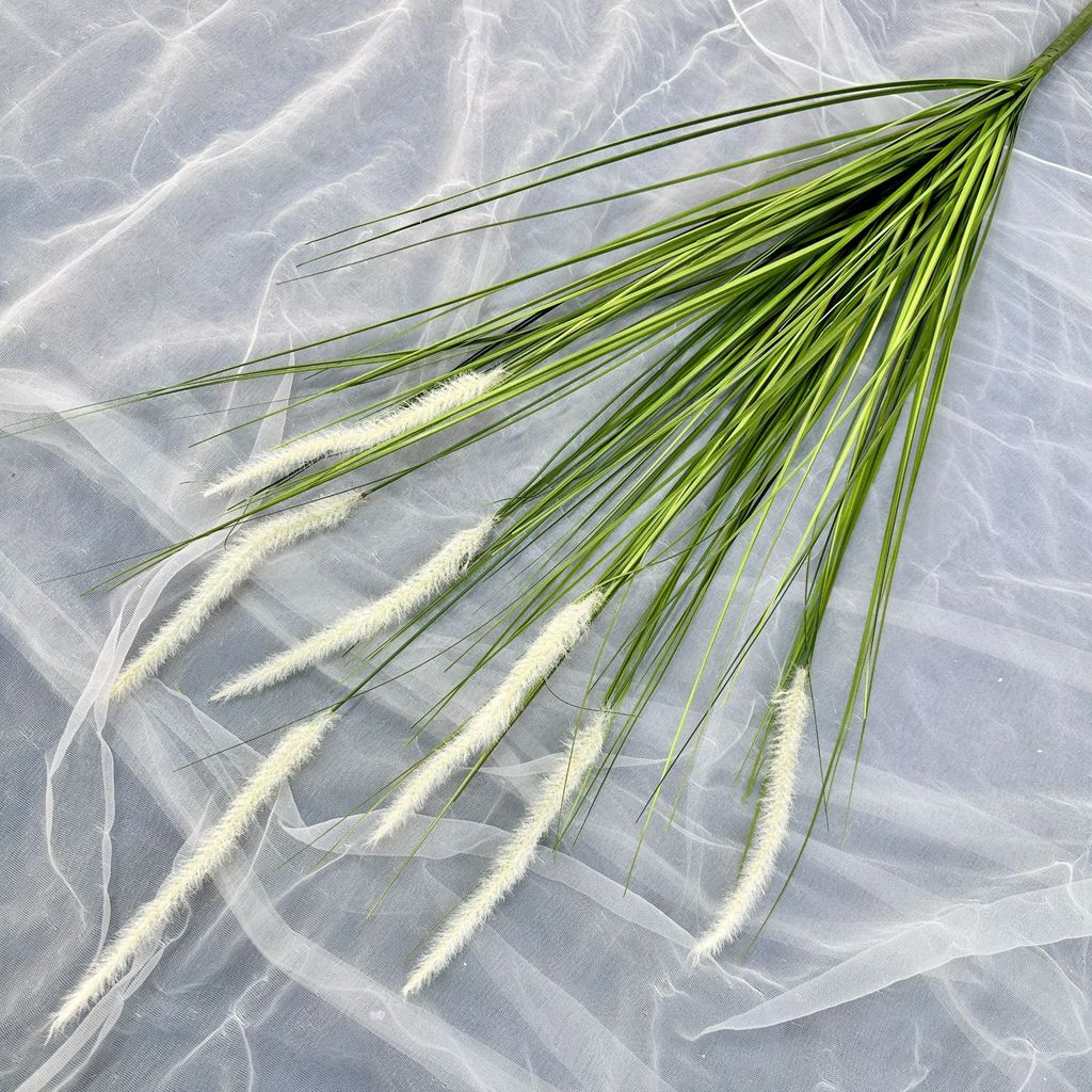 Artificial Green Plant 7head Dogtail Grass For Home Garden Decor And Event Photography