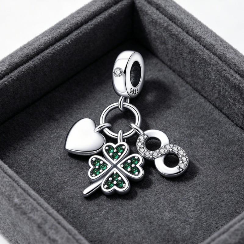 New 925 Silver Four Leaf Clover Lucky Symbol Charms Pendants For Women Fit Bracelet DIY Birthday Jewelry Gifts