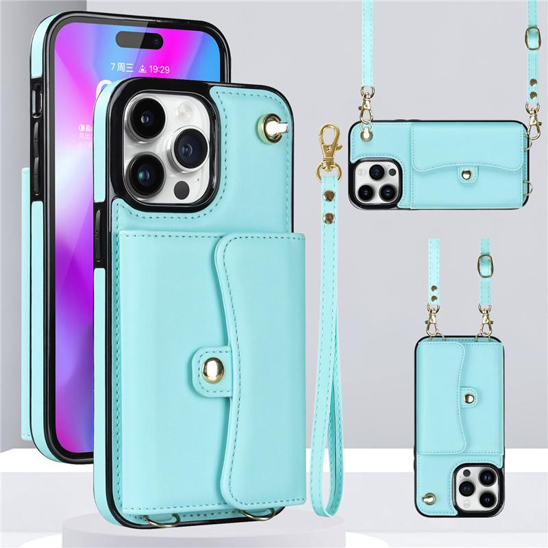 

Lanyard Leather Purse Phone Case for iPhone 17 Air 16E 16 Pro Max 15 Plus 14 13 12 11 X XS XR Flip Holder Wallet Card Cover Etui iPhone 17 Pro Max