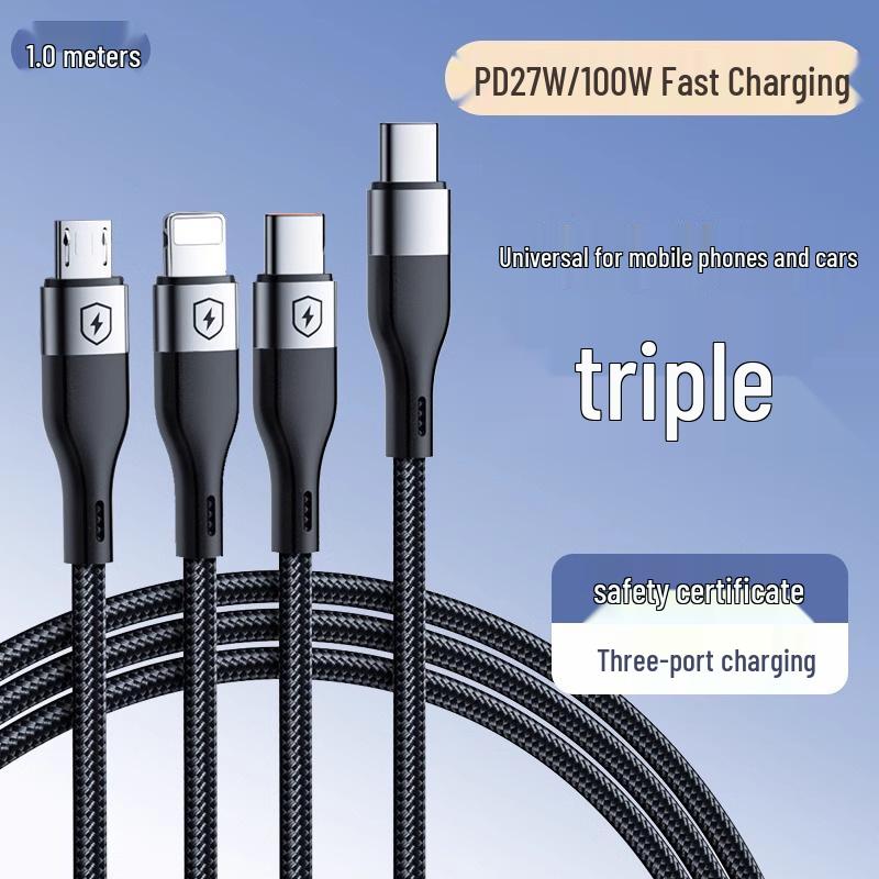 Universal Fast Charging 3-in-1 Multi-Head Cable for Car and Phone
