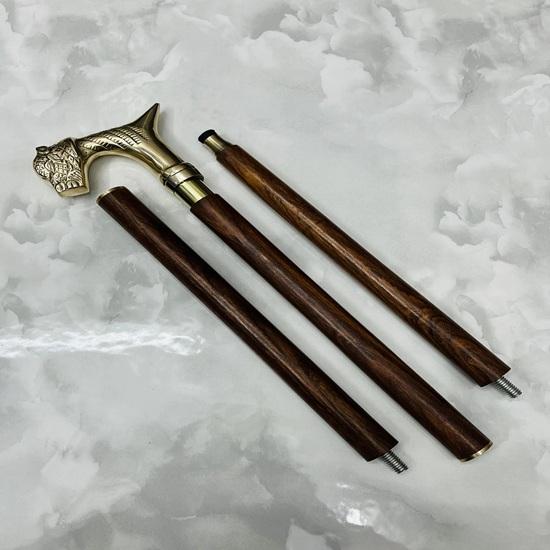 Handmade Wooden Walking Stick With Brass Tiger Head Handle 93.98 Cm Fathers Mothers Grandfather Grandmother Wedding Anniversary Gift