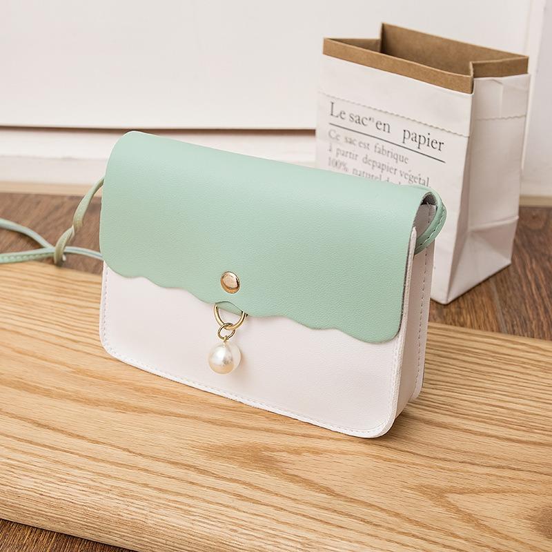 Fashion Contrast Pearl Charm Women's Bag Trend One Shoulder Sweet Crossbody Makeup Small Square Bag