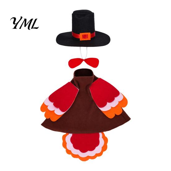 Festive Outdoor Goose Clothing 1 Set Turkey Outfit, Thanksgiving Porch Costume, Outfit with Top Holiday Statue Clothes Hat And Wings for 23