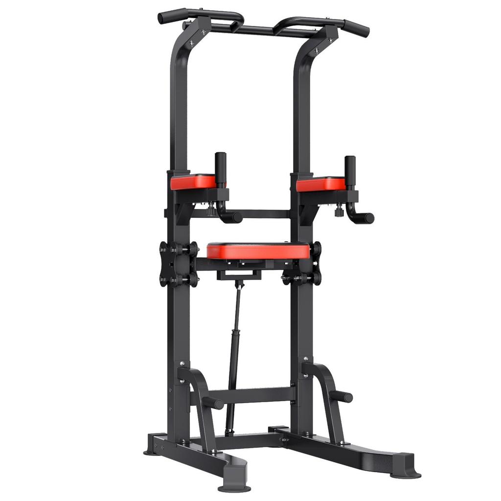 Pull-up Bar, 150kg Power Tower Dip Station, Trainings Dip Station met H-vormige Stabiele Basis & Hulpplatform, Verstelbare 9 Niveaus Hoogte Pull-up