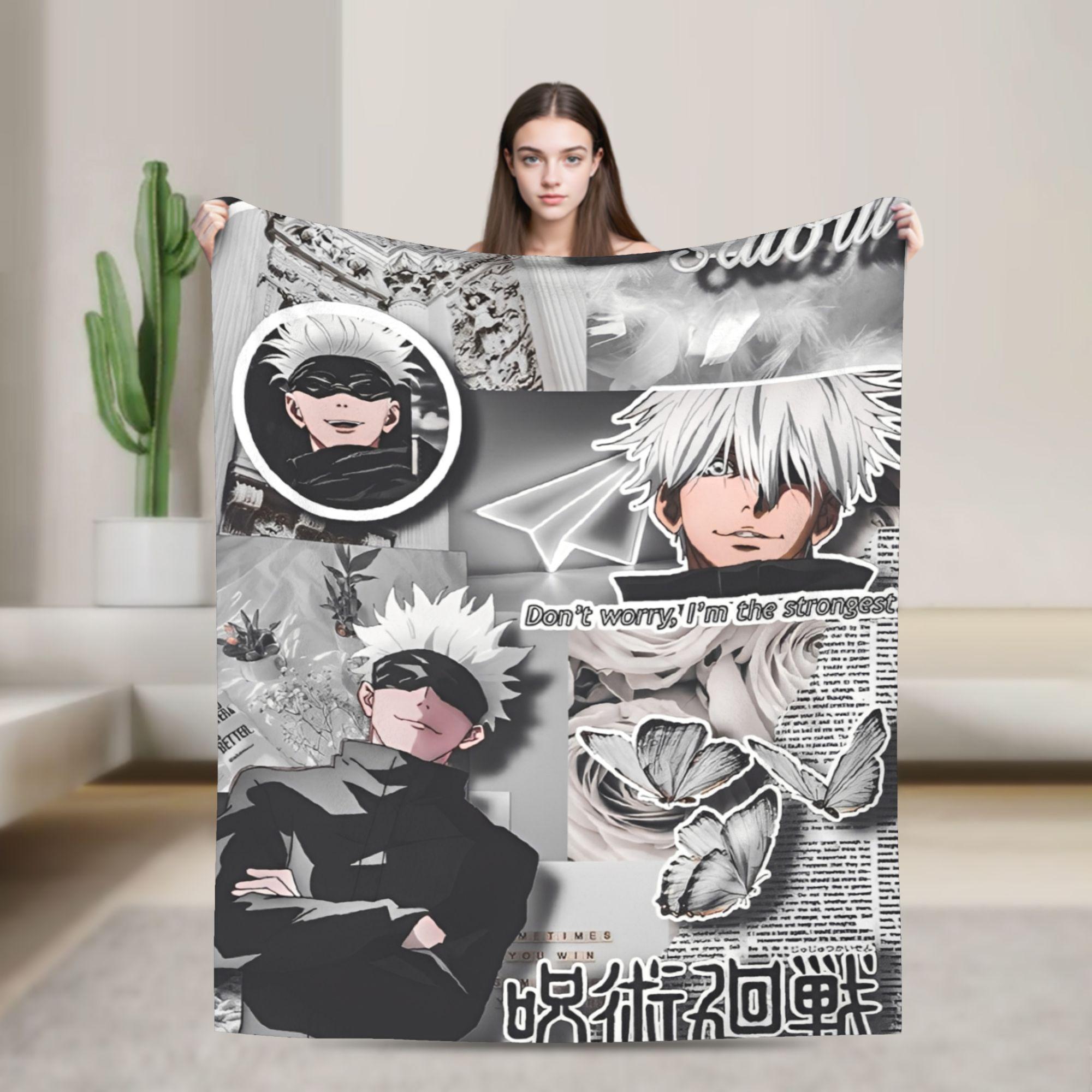 Jujutsu Kaisen Годжо Сатору Фланелевое Пледное Одеяло Аниме Крутое для Постельного Белья Пледы Вязаное Одеяло Уличное Ультра-Мягкое Дышащее 30x40in