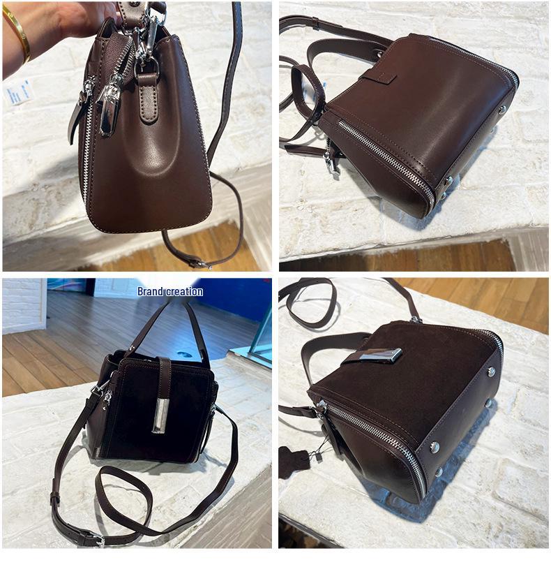 Women's Frosted Cowhide Handbag - 2025 Autumn/Winter Casual Versatile Large Capacity Shoulder & Crossbody Bag