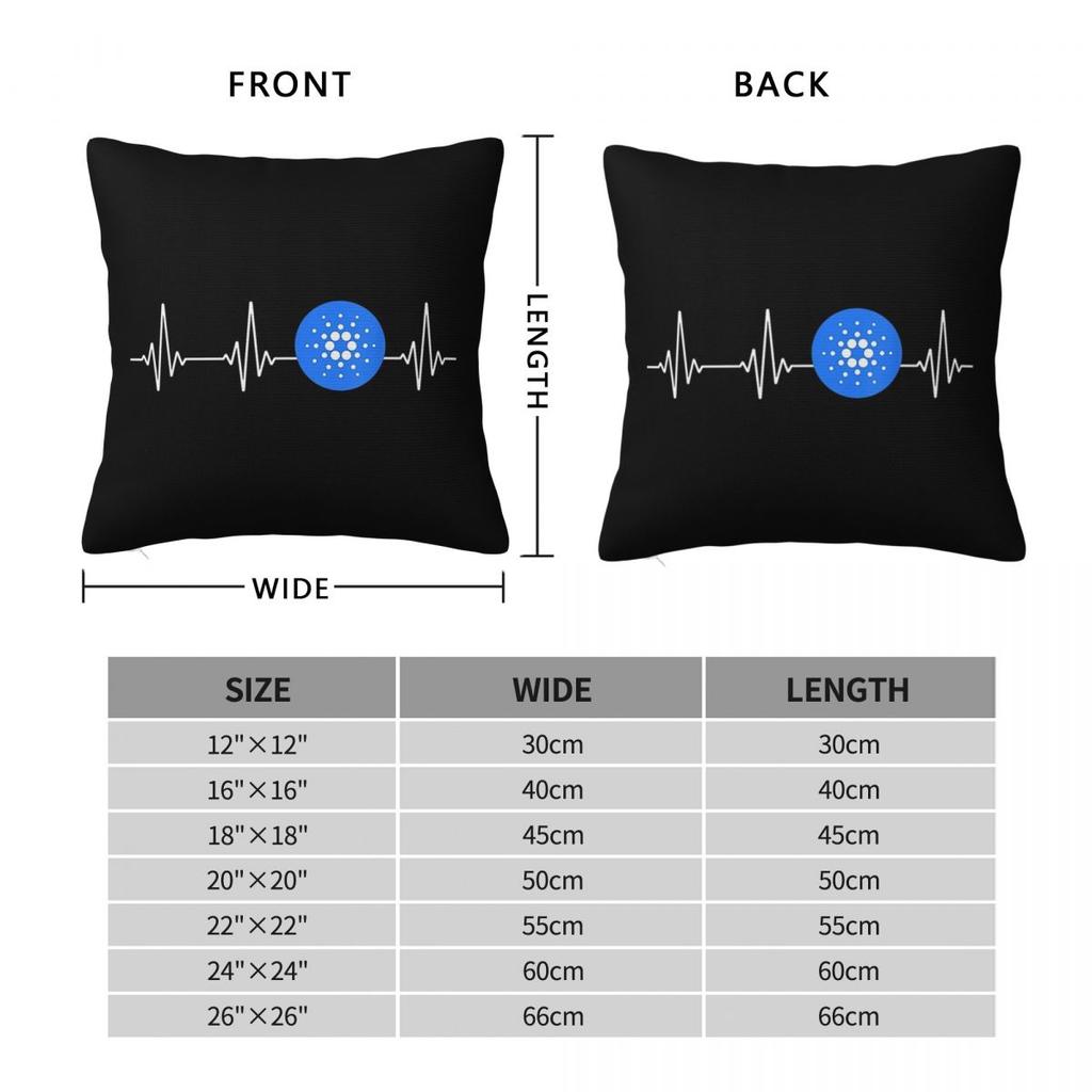 ADA Crypto Coin Heartbeat For Cardano Square Pillowcase Cushion Cover Pillow Case Throw Pillow Cover for Home Sofa Living Room