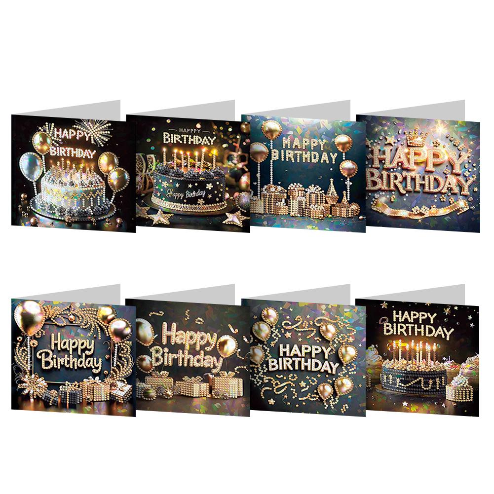 8/12pcs Diamond Painting Greeting Cards Handmade Diamond Painting Gift Card 5D Rhinestone Embroidery Arts Cards Kits for Adults