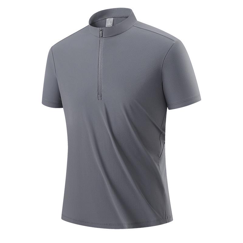 Men's Quick-Dry Outdoor Cycling & Hiking Shirt - Stand-Up Collar, Short Sleeve, Custom Logo Option
