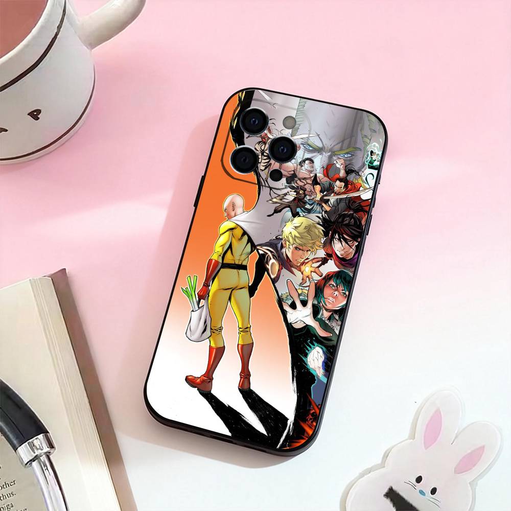 Anime O-One P-Punch Man  Phone Case For iPhone 17,16,15,14,13,12,11 Plus,Pro Max,Soft Silicone Black Cover iPhone12PRO