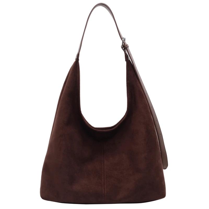 

High Quality Suede Zipper Autumn Designer Bag Solid Color High Beauty Fashion Soft Simple Style Shoulder Bag