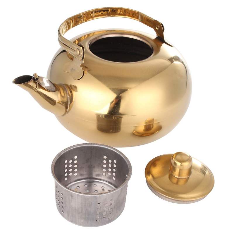 Gold Stainless Steel Kettle with Filter Tea Filter Outdoor Camping Kettle Kitchen Water | kettles
