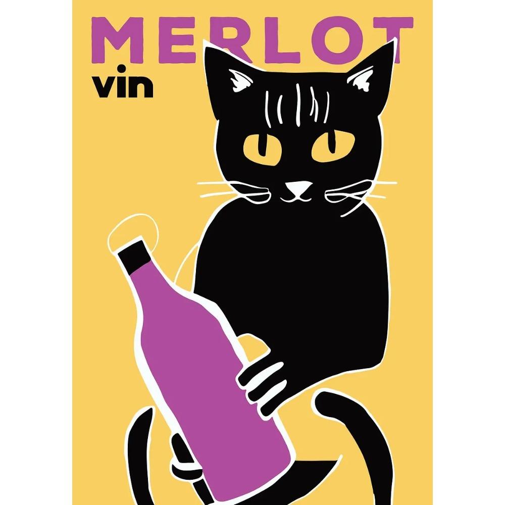 Funny Cats French Jazz and Wine Posters Reading Hobbies Cartoon Prints Canvas Painting Wall Art Pictures Home Living Room Decor