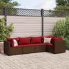VidaXL Garden Lounge Set 5 Pcs with Cushions Brown Wicker, Outdoor Sofa Set, Garden Corner Sofa, 3308093