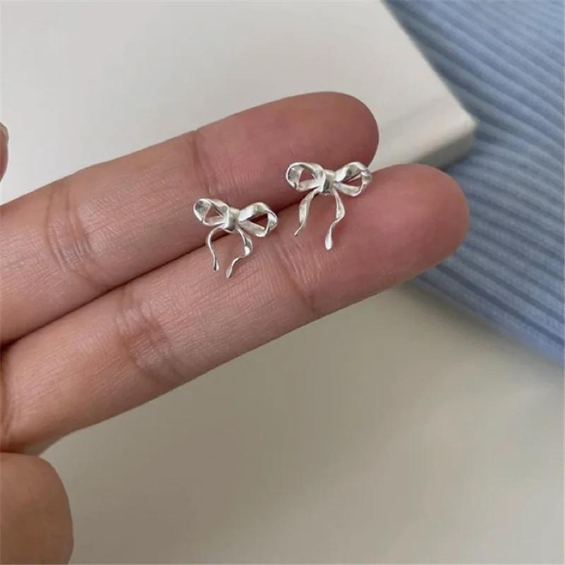 Fashion Gold Color Bow Stud Nail Earrings For Women Elegant Cute Bow Knot Piercing Earrings Jewelry Accessories Gift