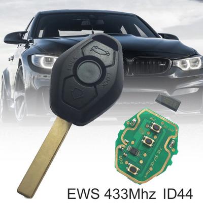 Porte-clés télécommande à 3 boutons, 433MHz, ID44, avec puce, pour BMW E46 E39 3