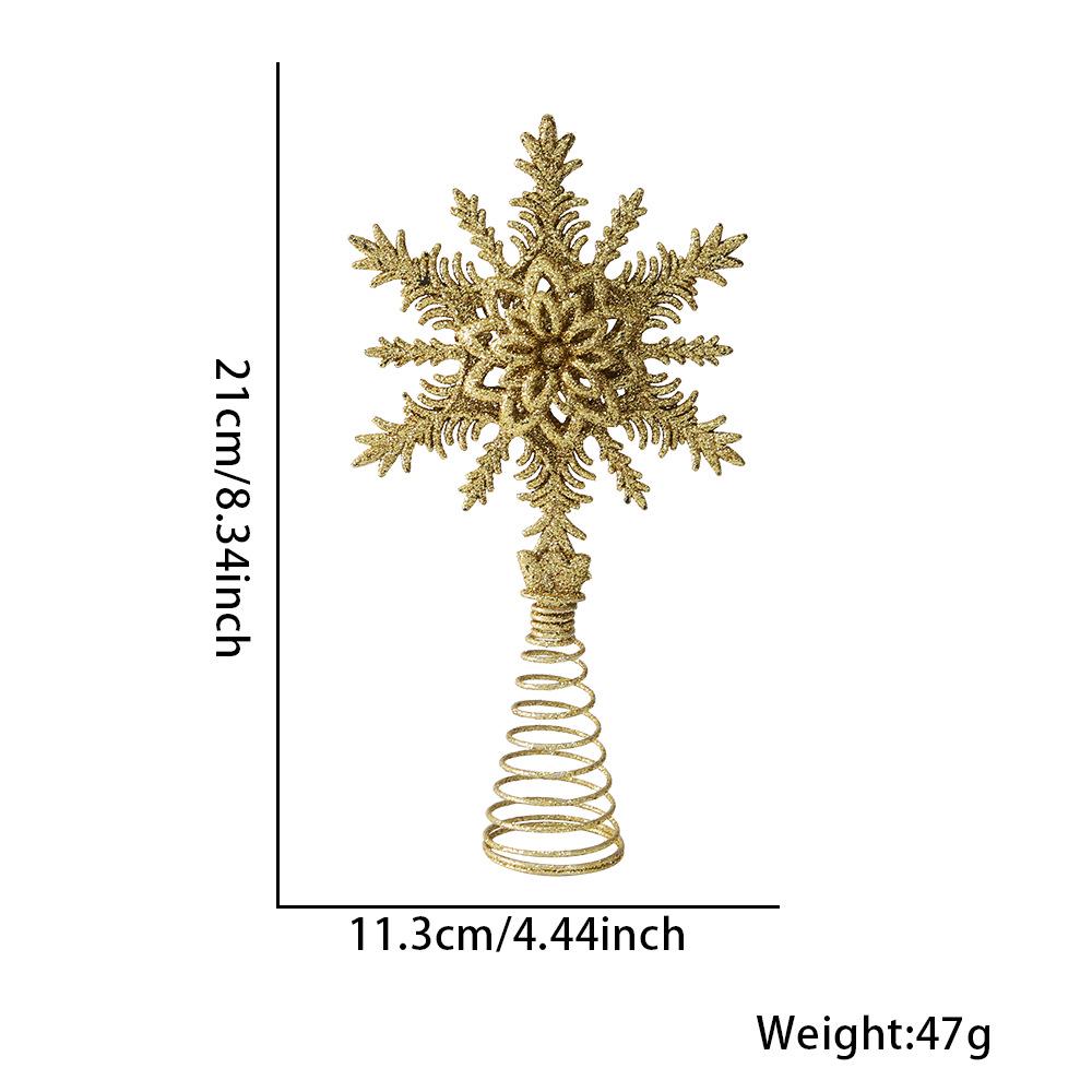 Christmas Snowflake Tree Topper: Gold, Silver & Red Glitter Ornament
