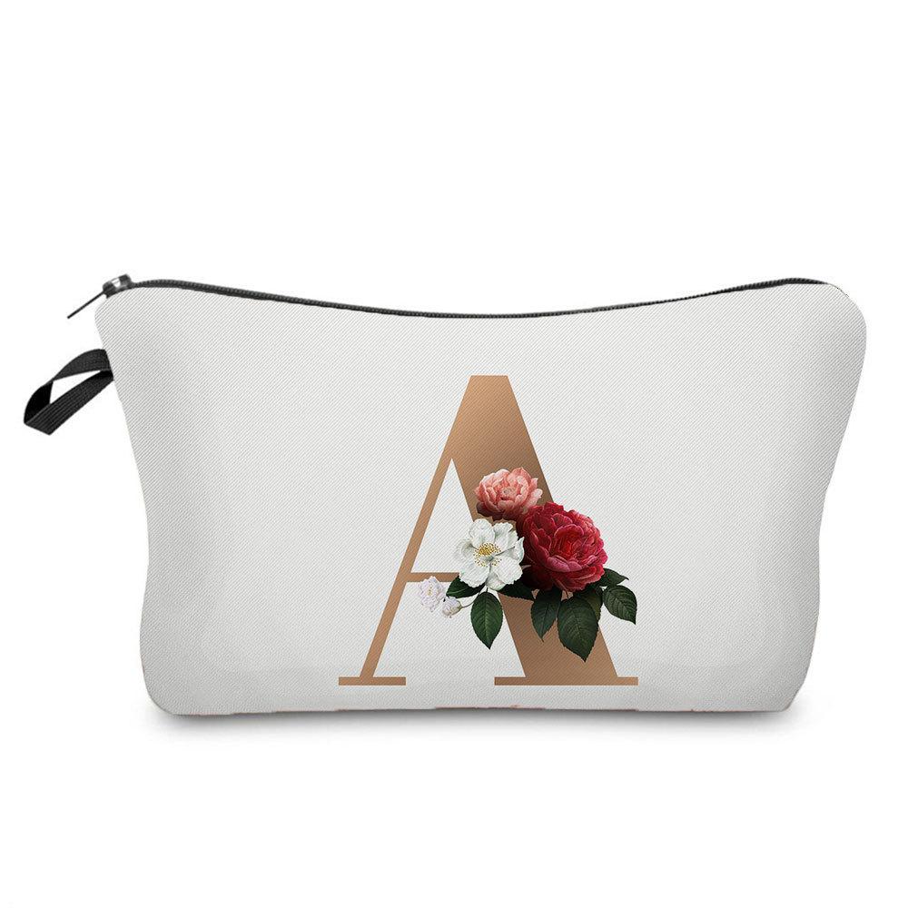 Geantă Cosmetică cu Imprimeu Litere Aurii pentru Femei Organizator pentru Articole de Toaletă Geantă de Depozitare pentru Călătorie 6719