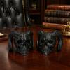 Modern Gothic Atmosphere Pieces 3D Printed Goat Horn Skull Ornament, Ram Horned Devil Trendy Bookshelf Statues Skull, Halloween Dark Desktop
