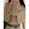 Hollow Lace Up Slim Knit Sweater Sexy Hollow Out Tied Slim Fit Pullover Knitwear
