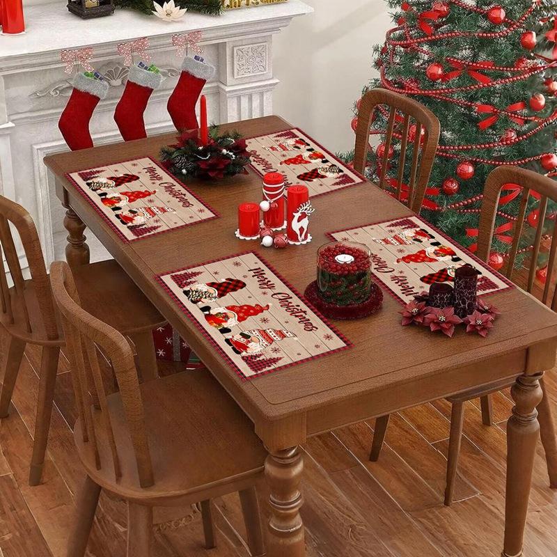 Linen Christmas Gnome Placemats Faceless Doll Kitchen Table Decor Christmas Decorations for Home 2026 Navidad New Year Table Mat