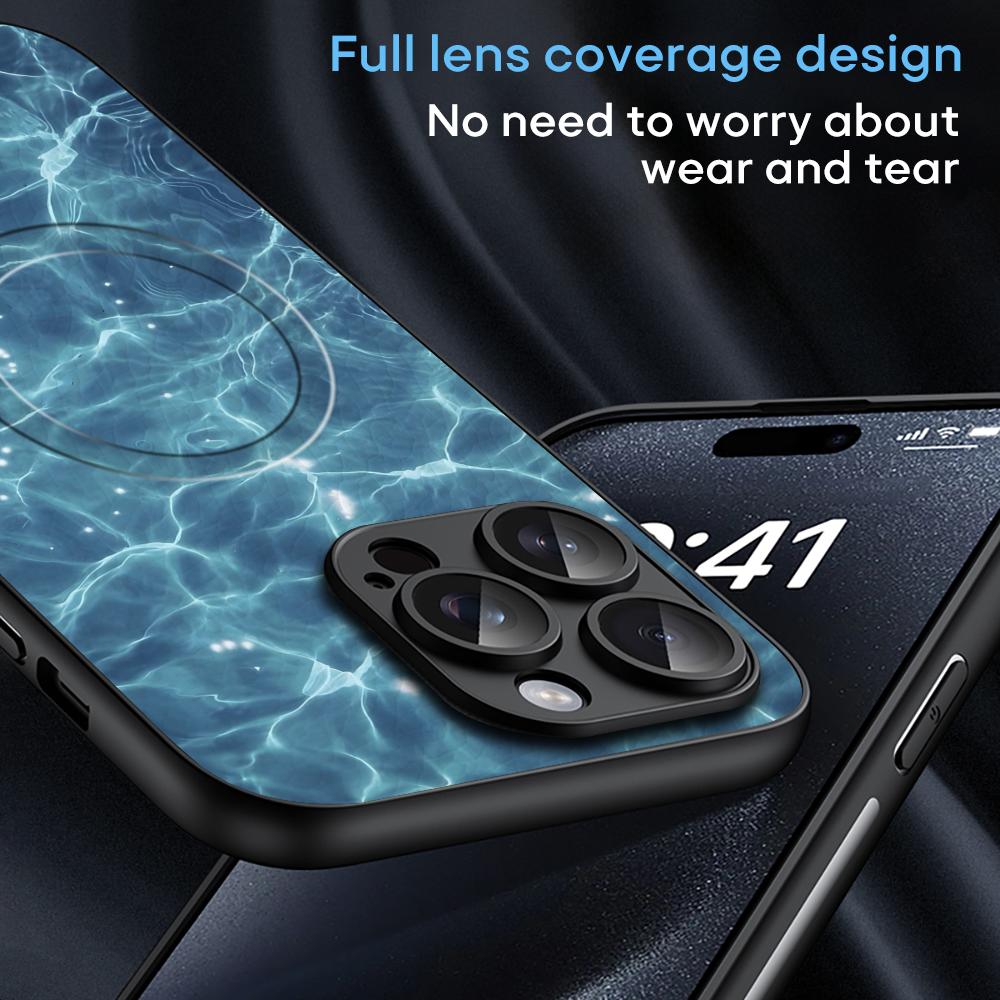 HD Seawater Art Popular Phone Case For iPhone 17 16 15 14 13 12 11 Plus Pro Max  High-end Luxury Magsafe Sheepskin