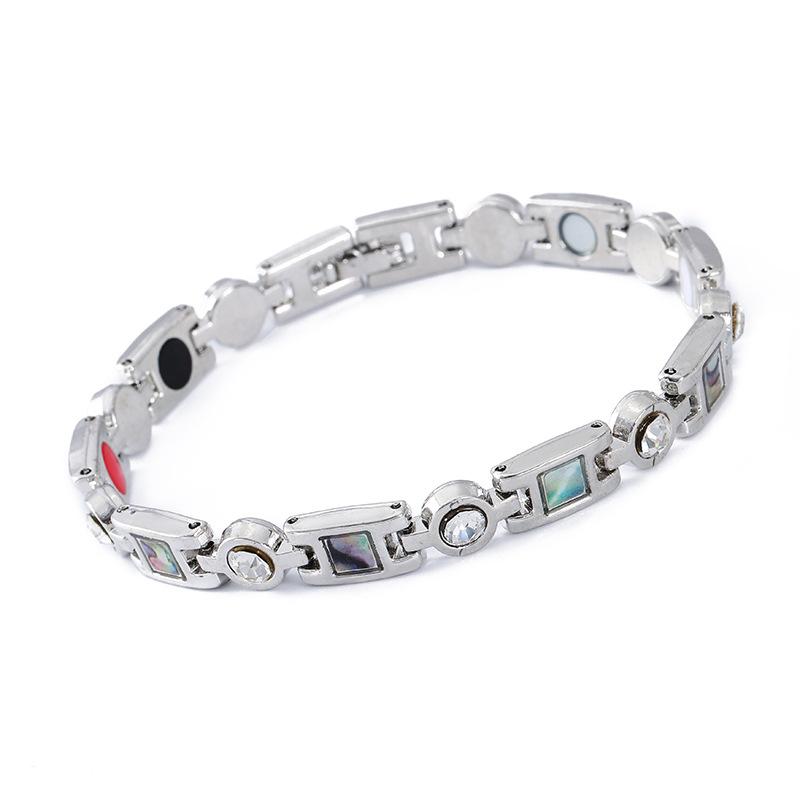 Popular diamond-encrusted shell adjustable jewelry trendy retro magnet environmentally friendly alloy bracelet