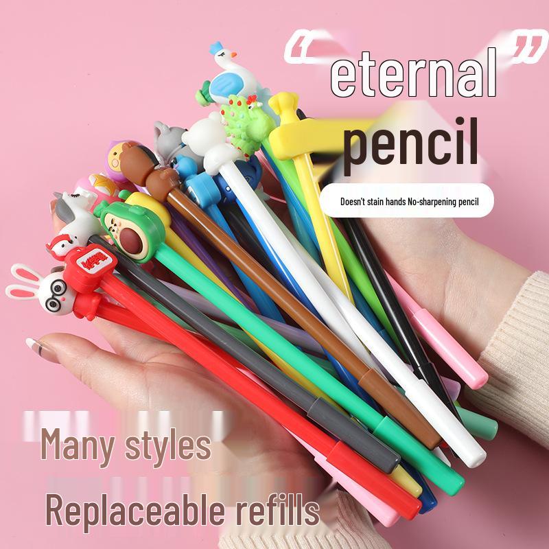 Creative Eternal HB Pencil: Durable, No Sharpening, Cute Weekly Series, Break-Resistant, Black Technology Design HB