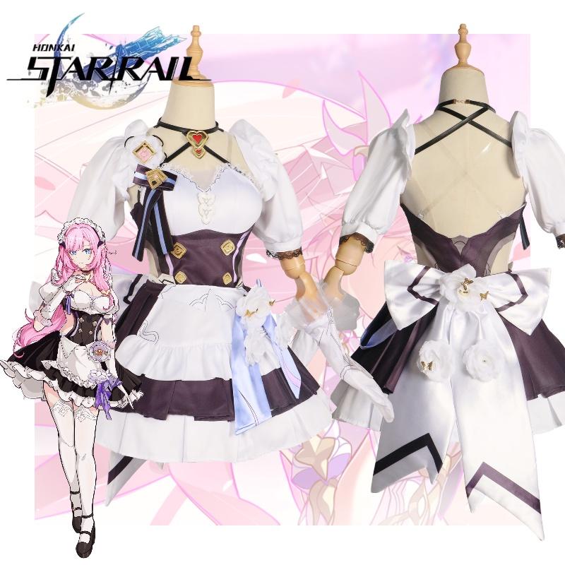 Honkai Elysia Maid Uniform Cosplay Costume Girl Anime Party Halloween Fan Outfit