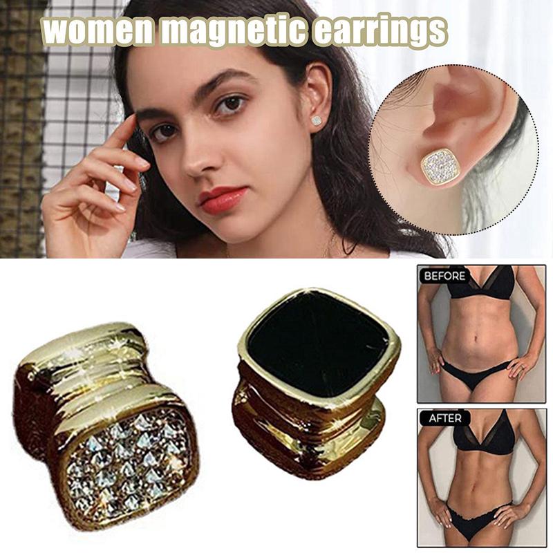 

Tingml Magnetic Square Crystal Magnet Ear Stud Earrings Clip on Non-piercing