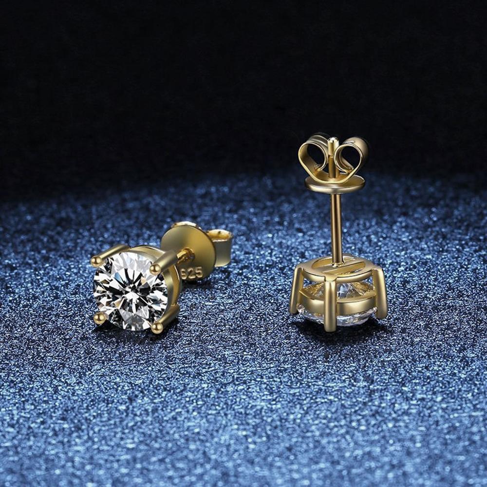 Cbtb Classic Silver 925 Gold Silver Four Claw Stud Earrings for Women Weddings Birthdays Moissanite Jewelry Luxury Gift