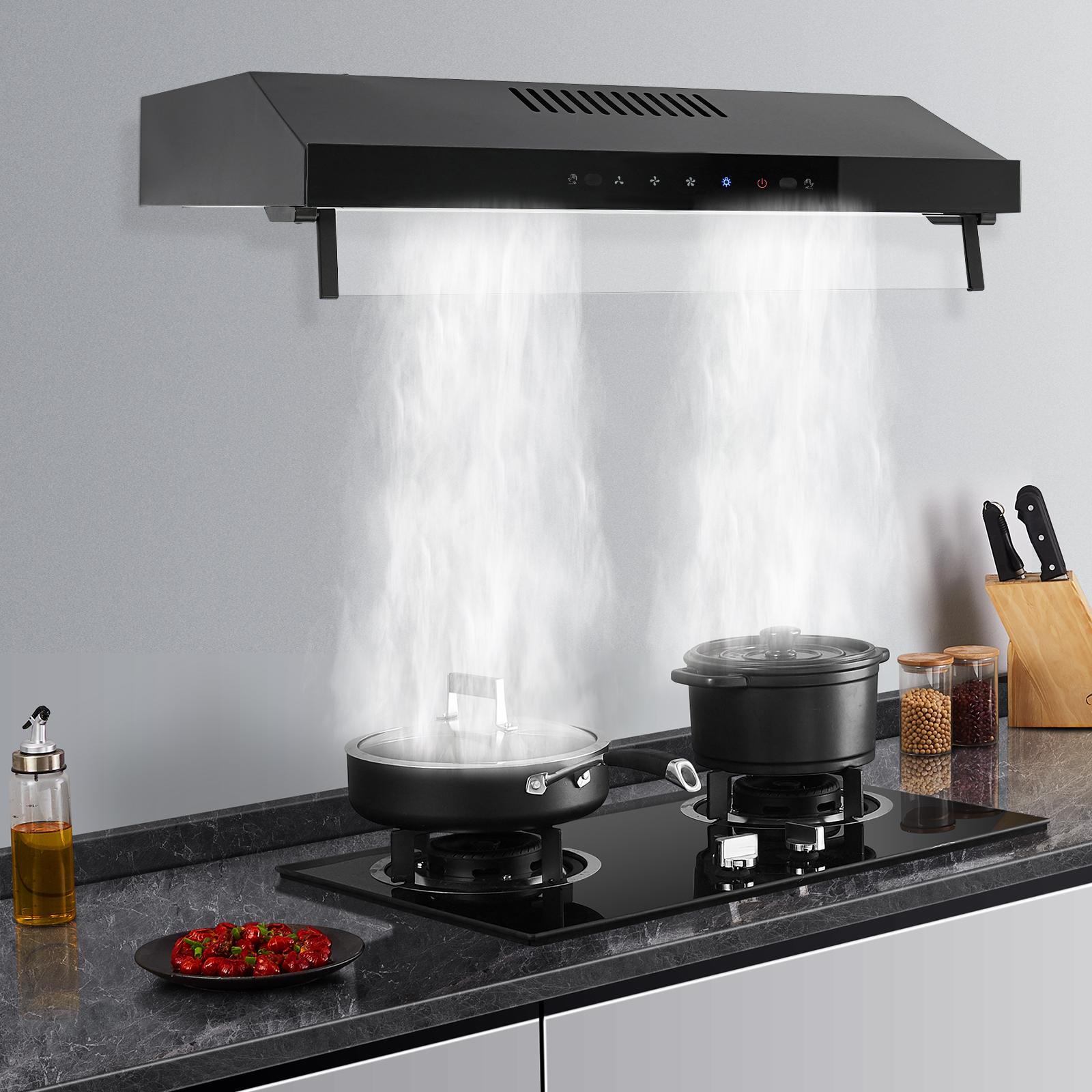 

S9001-SS Кухонная вытяжка из нержавеющей стали, 60 см, черная, с двумя моторами, настенная, для кухонь, ресторанов US чёрный