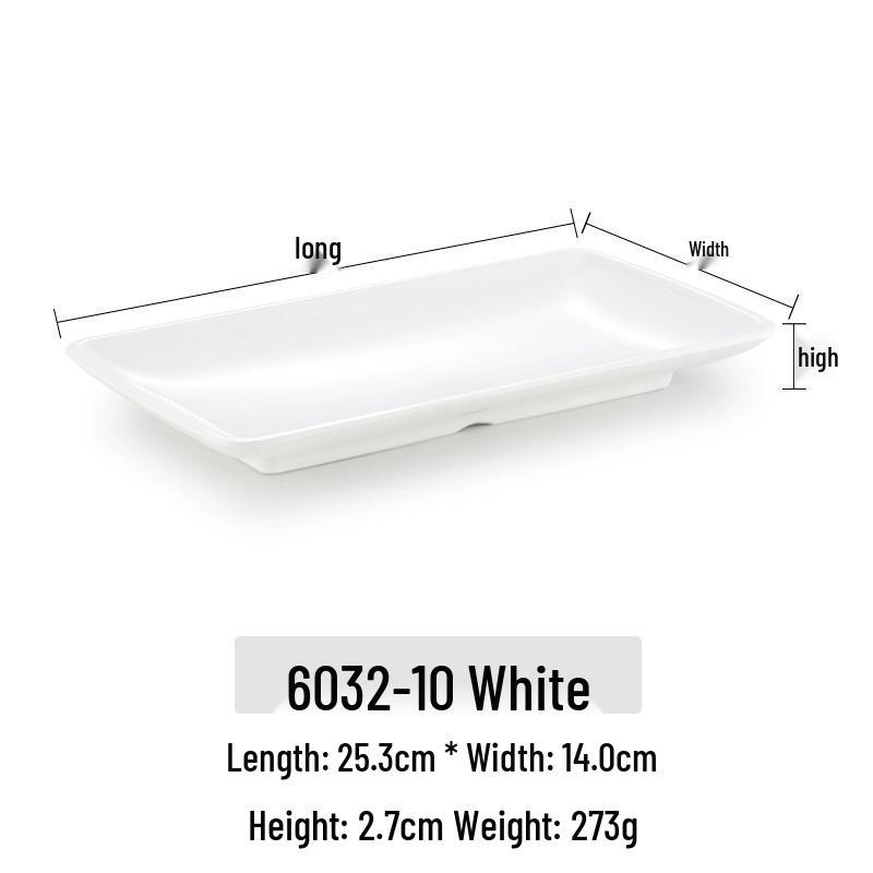 Melamine Rectangular Imitation Porcelain Plate for Hot Pot, Sushi, BBQ & Hotel Tableware.